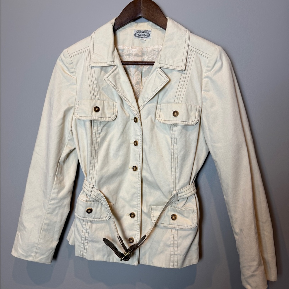 The Villager Cream Utility Jacket with Waist Tie
